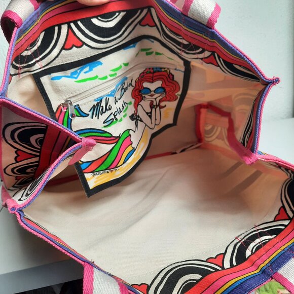NWT Brighton Rainbow Bright Large Canvas Tote, Versatile "Love To Be Bold" 14x15 - Picture 5 of 10